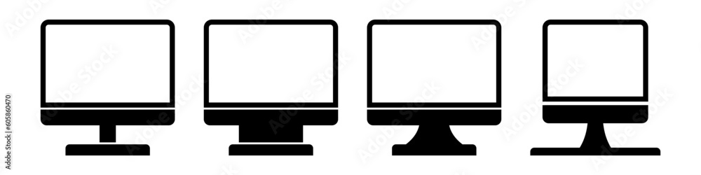 Poster computer monitor icon set. modern icons for design, apps and websites. vector illustration isolated 