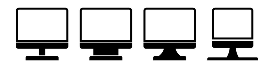 Computer monitor icon set. Modern icons for design, apps and websites. Vector illustration isolated on white background.