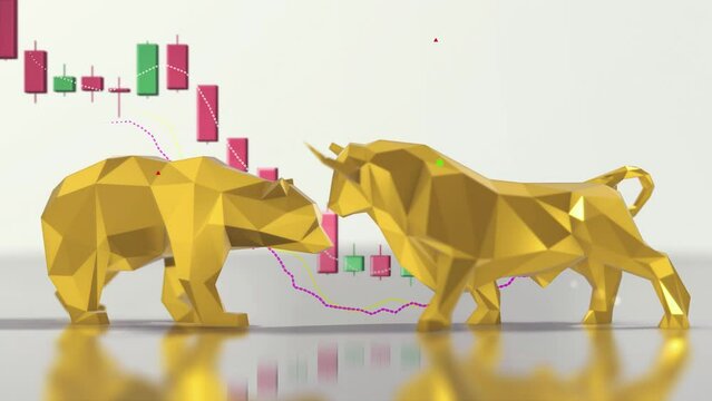 bear and bull trading economy background. exchange animation