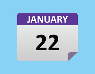 22th January calendar icon. January 22 calendar Date Month. eps 10.