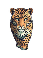 Leopard clipart. Colorful sticker. white background
