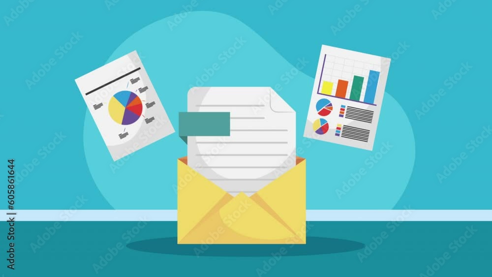 Poster envelope mail with statistics animation