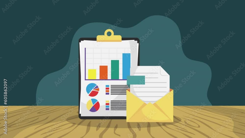 Poster envelope mail with statistics animation