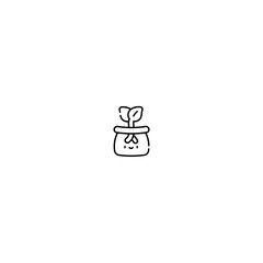 plant icon with pot with black color
