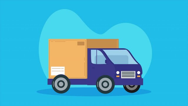 delivery service in truck animation