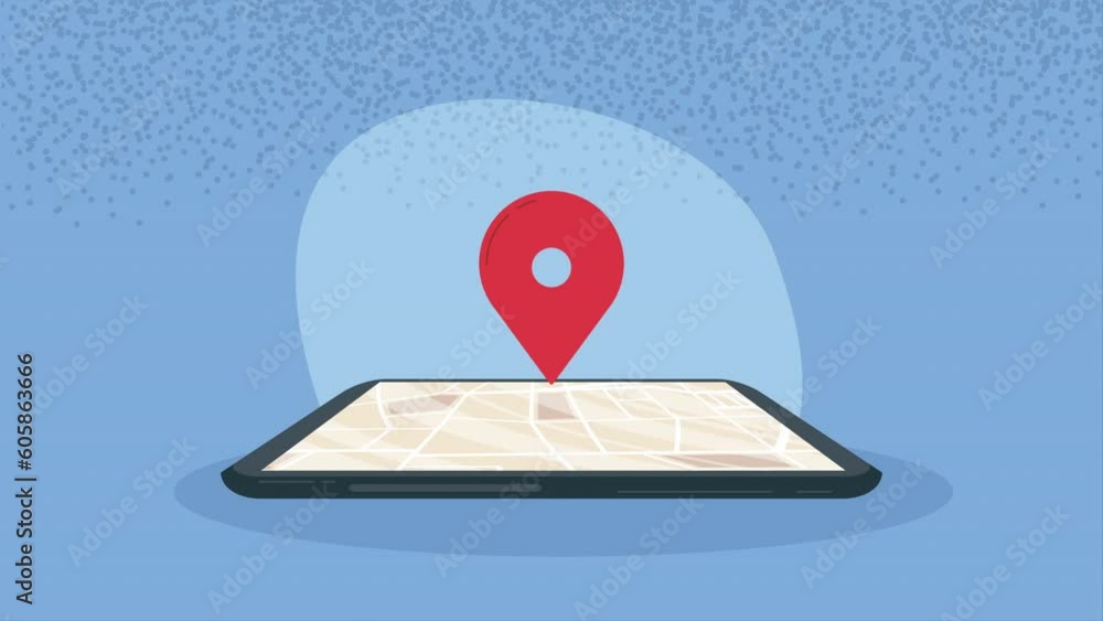 Poster smartphone device with gps app animation