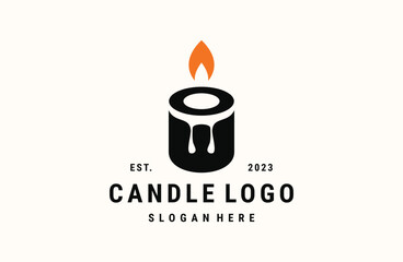 Candle logo vector icon illustration hipster vintage retro .