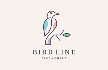 bird logo vector line outline monoline art icon .