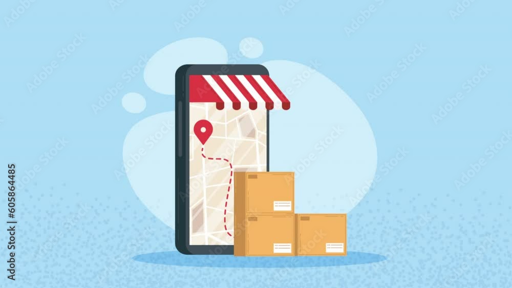 Poster smartphone device with gps app animation