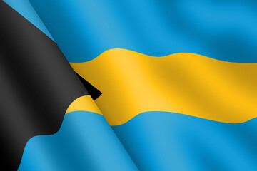 Bahamas waving flag 3d illustration wind ripple