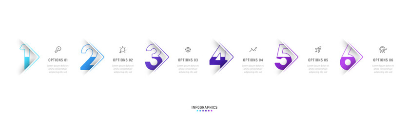 Vector Infographic label design template with icons and 6 options or steps. Can be used for process diagram, presentations, workflow layout, banner, flow chart, info graph.