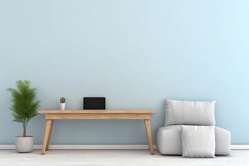 cozy living room with a comfortable couch and a coffee table Generative AI