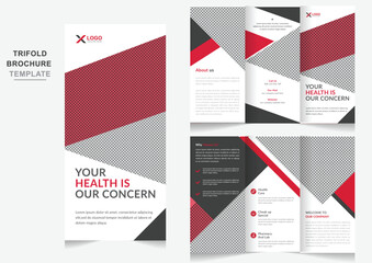 Healthcare center promotional tri fold brochure vector Modern hospital advertisement posterfor digital marketing.