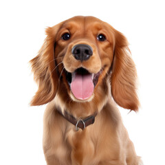 a Cocker Spaniel puppy, Portrait, happy, smiling and healthy, Pet-themed, photorealistic illustrations in a PNG, cutout, and isolated. Generative AI