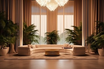 luxurious and elegant living room with intricate furniture and a grand chandelier Generative AI