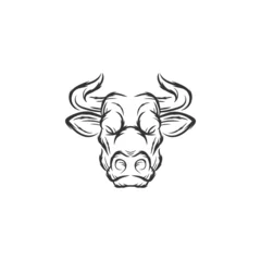 Fototapete Boho Tribal Animal Tattoo - Head of a bull