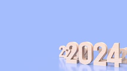 The wood number 2024 for year content 3d rendering