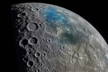 Fototapeta premium close-up view of the moon in a dark space Generative AI