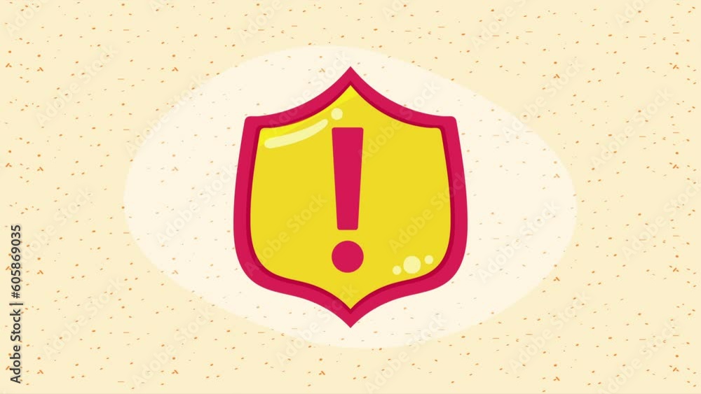 Poster shield with alert symbol cyber security animation