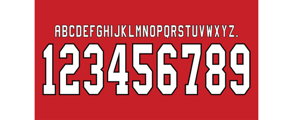 font vector team 2021 - 22 kit sport style font. football style font with lines and points inside.  Ajax font. sports style letters and numbers for soccer team. Netherlands league