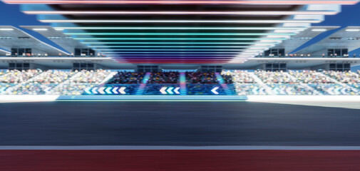 3d Moving racetrack with arrow neon light decoration