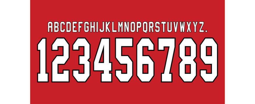 font vector team 2021 - 22 kit sport style font. football style font with lines and points inside.  Ajax font. sports style letters and numbers for soccer team. Netherlands league