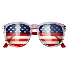 American flag sunglasses, Happy 4th of July US Flag Png Clipart Watercolor style isolated on transparent background, Generative AI