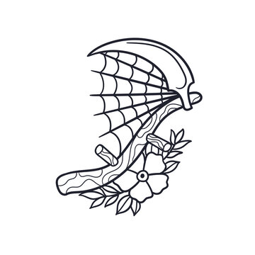 recommend clip art: Hand drawn illustration of grim reaper scythe outline