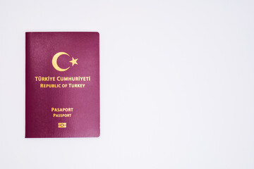 passport republic of turkey on white