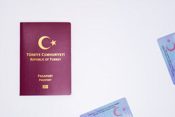 passport and identity card republic of turkey on white
