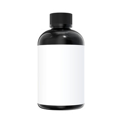 Medicine glass bottle 3D render for mockup on transparent background