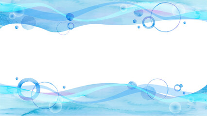 透明水彩で描いた波のイメージの背景	
