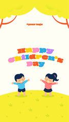 Happy Children's Day Vector Social Media Story Template