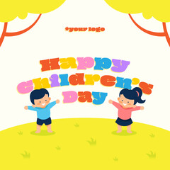 Happy Children's Day Vector Social Media Template