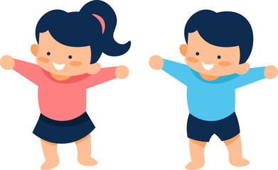 Happy Kids Character Vector Illustration