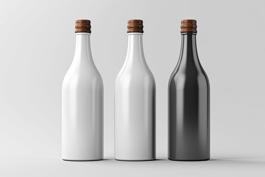 Water Bottle Mock-Up - set of Bottles. Blank Label Generative AI