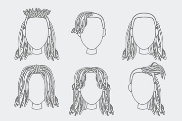hand drawn african hair dreadlocks design vector flat isolated illustration