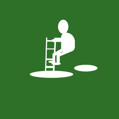 The sign of the way down the pipe and the water