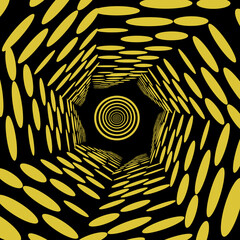 Circle with yellow band on black background