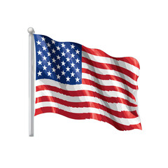 Waving American flag, Happy 4th of July US Flag Png Clipart Watercolor style isolated on transparent background, Generative AI