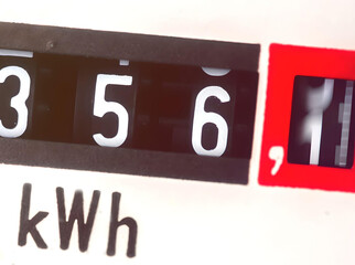 electricity meter measures. macro photo 