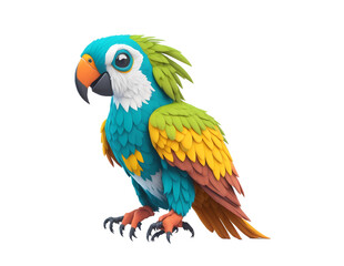 Illustration of a parrot or blue and yellow macaw. Generative ai.