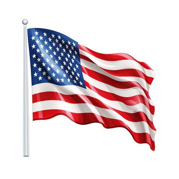 Waving American flag, Happy 4th of July US Flag Png Clipart Watercolor style isolated on transparent background, Generative AI