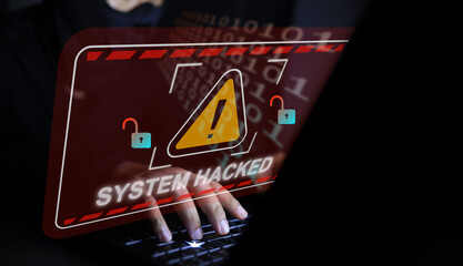 Hackers is unlock or stealing information through the weakly protected internet. cyber criminal and security concept.