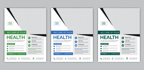 healthcare cover a4 template design and flat icons for a report and medical brochure design, flyer, leaflets decoration for printing and presentation vector.   