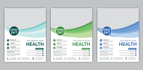 healthcare cover a4 template design and flat icons for a report and medical brochure design, flyer, leaflets decoration for printing and presentation vector.   