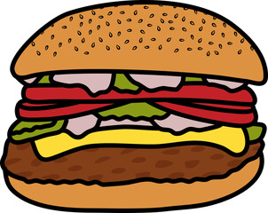 Tomato Hamburger Illustration