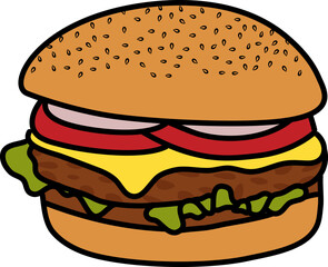 Tomato Hamburger Illustration