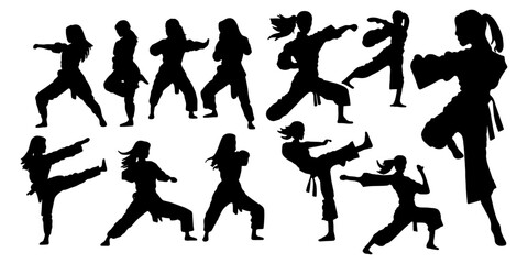 woman matrial art silhouettes