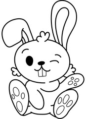 Obraz na płótnie Canvas Cute Bunny Coloring Page